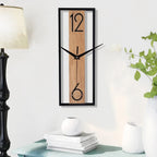 Rectangular Wood Grain Wall Clock, Silent Minimalist Clock for Living Room and Office
