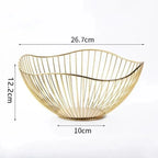 Wire Fruit Basket with Wavy Rim, Nordic Countertop Bowl for Fruit, Bread and Snacks, Gold or Black