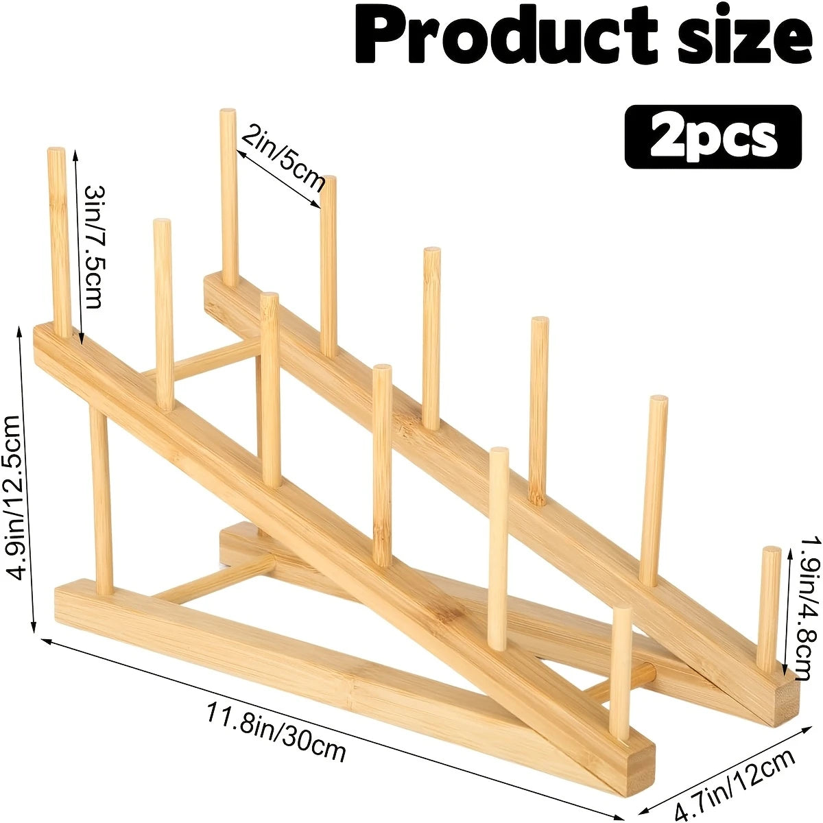 Bamboo Dish Drying Rack, Plate Rack for Plates, Lids, Cutting Boards and Books, Single or Set of 2