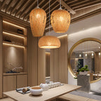 Hand-Woven Bamboo Pendant Light, product photo 1