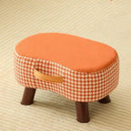 Small Upholstered Footstool, Low Stool for Sofa, Entryway and Bedroom, Ivory, Chocolate Brown, Grey Houndstooth or Coral