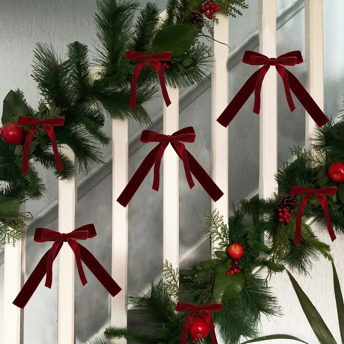 Burgundy Christmas Bows Set of 12, Tree Bows for Wreaths, Garlands and Gift Wrapping