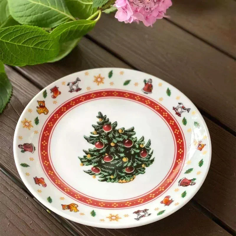 Christmas Tree Ceramic Plate, Holiday Dinner and Dessert Plate for Christmas Table, Three Sizes