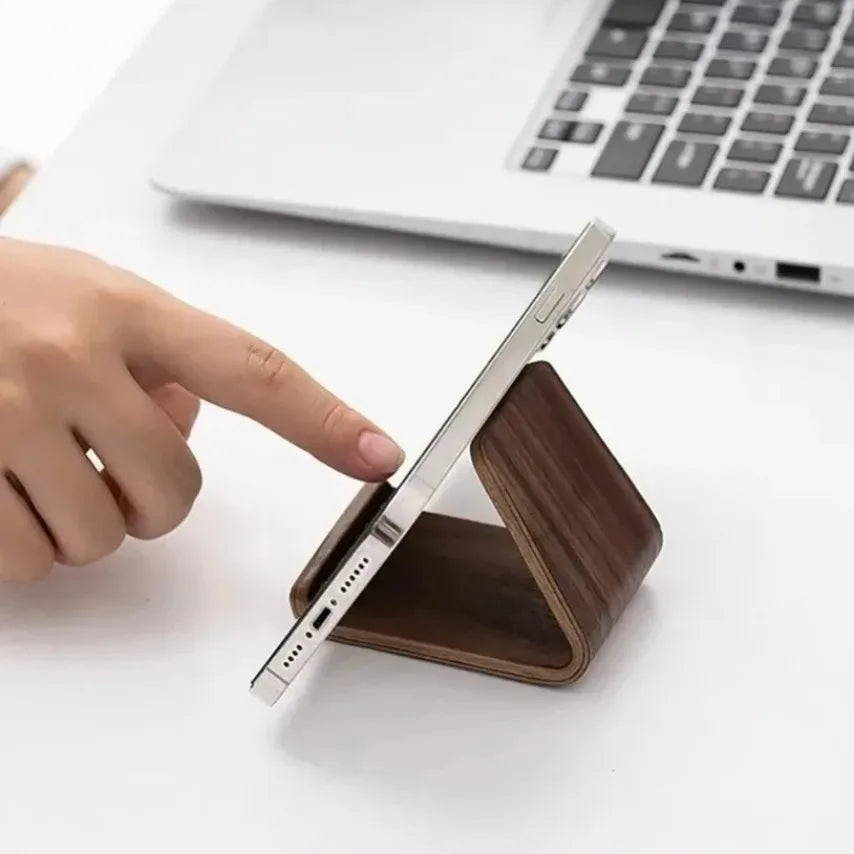 Wooden Phone Stand, Vintage-Style Desk Holder for Smartphones