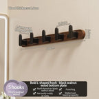 Wall-Mounted Coat Rack with 5 Hooks, Hook Rail for Entryway, Bathroom and Bedroom, Beech with White Hooks or Walnut with Black Hooks