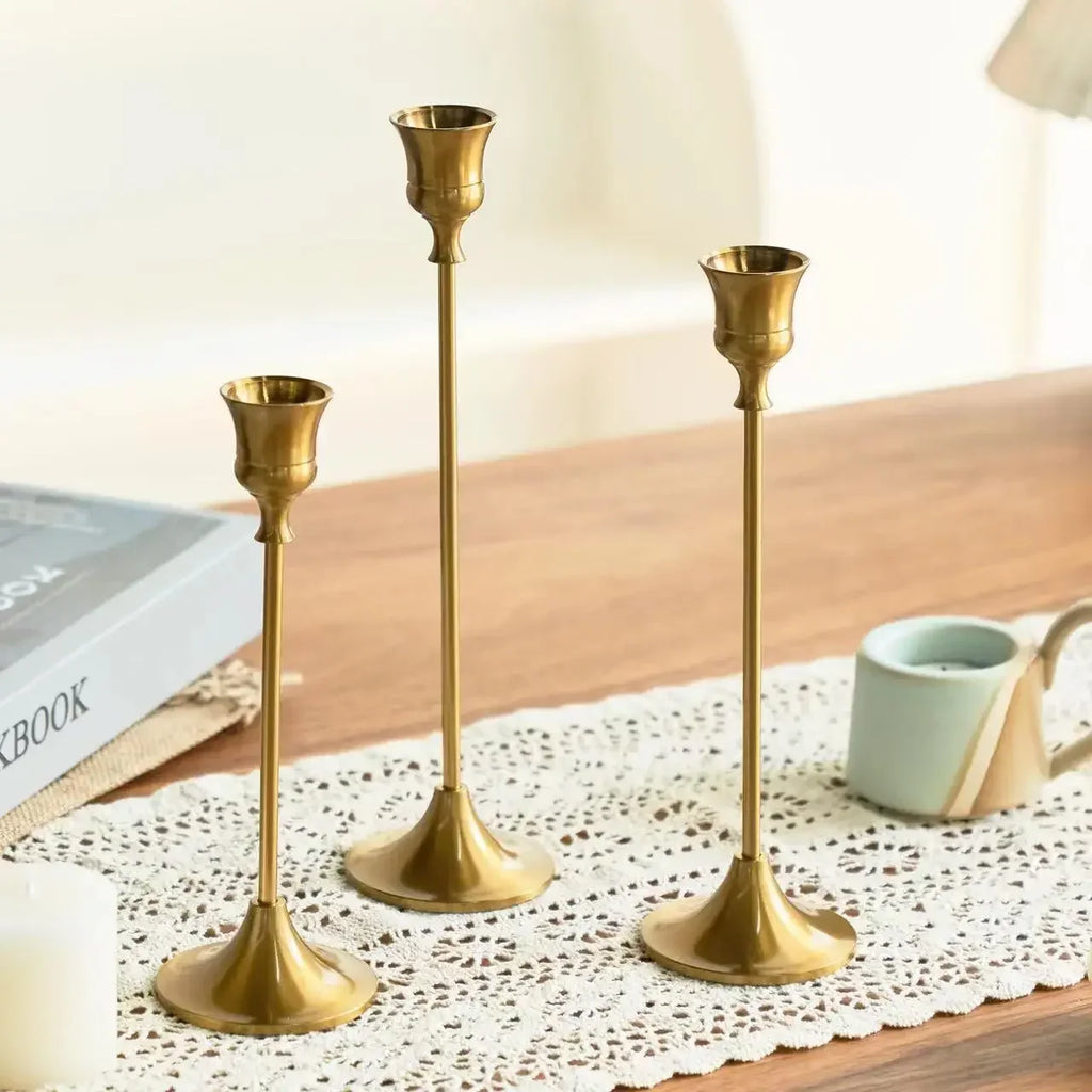 Metal taper candlestick set of 3