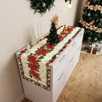 Christmas table runner with poinsettias