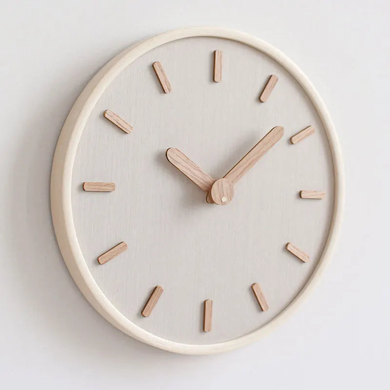 Minimalist Wooden Wall Clock, Silent Japanese-Style Clock for Living Room, Bedroom and Kitchen, Beige or White