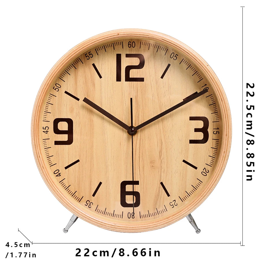 Wooden Table Clock, Silent Desk and Shelf Clock for Living Room and Bedroom, Four Styles
