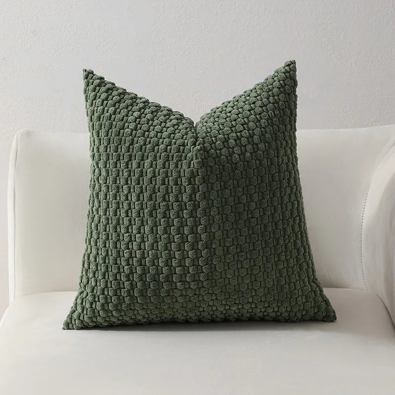 Textured Knit Throw Pillow Cover, Soft Cushion Case with Zipper for Sofa and Bed, Green, Sage Green, White or Beige