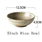 Retro Handmade Stoneware Tableware, Japanese-Style Bowls and Plates for Rice, Soup and Salad, Bowls, Sauce Dish or Plate