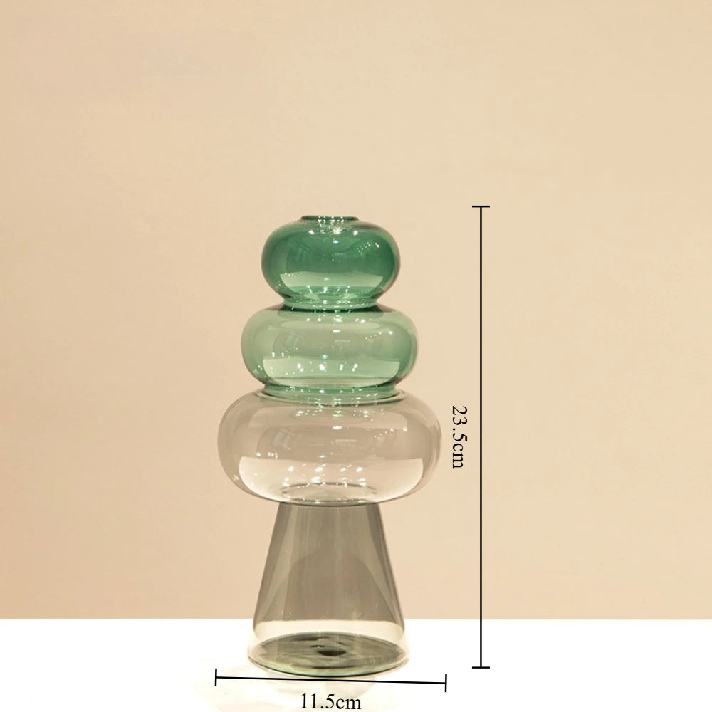 Double-Layer Colored Glass Vase, Minimalist Bud Vase for Flowers and Hydroponic Plants, Three Styles