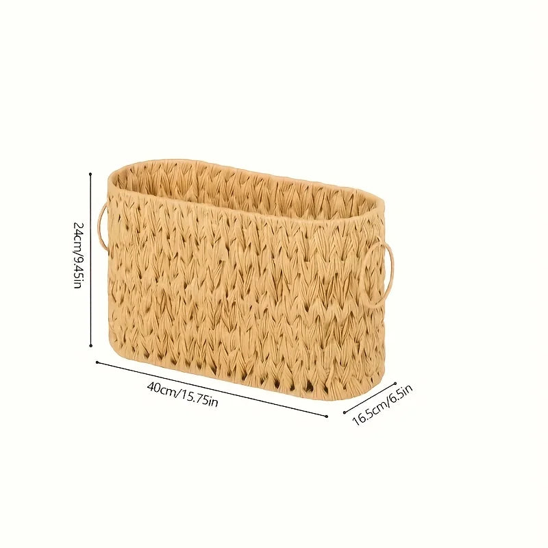 Woven Toilet Paper Basket, Vintage-Style Bathroom Storage Basket for Toilet Rolls and Towels, Natural