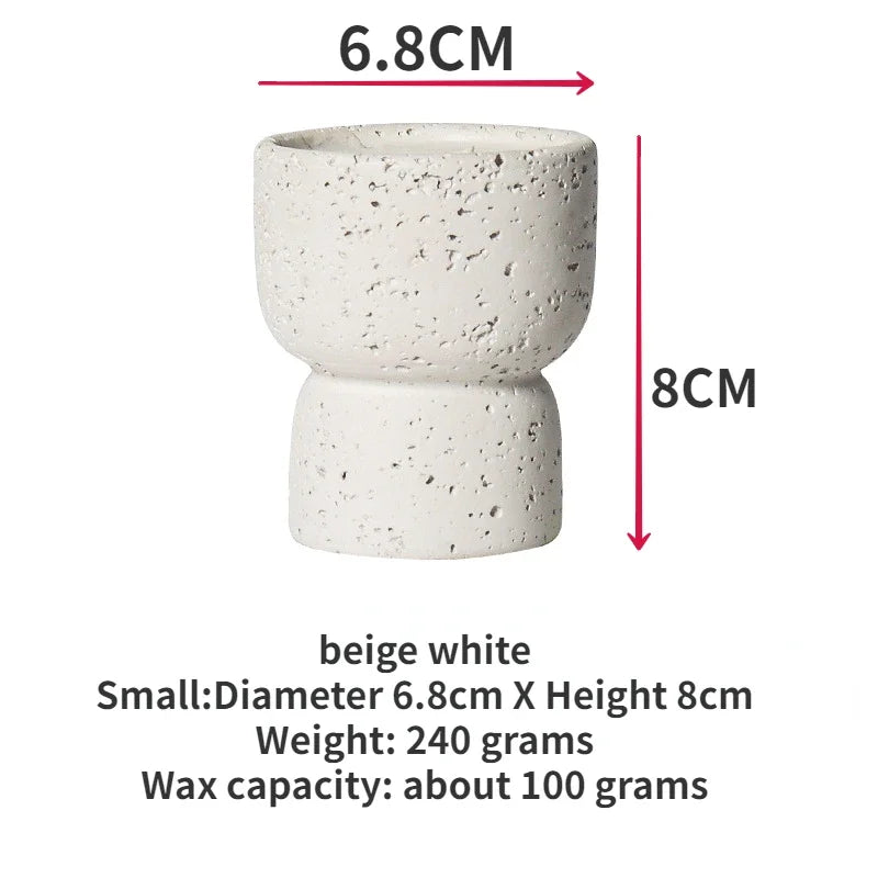 Cement Tealight Holders, Minimalist Concrete Candle Cups for Coffee Table, Bathroom and Bedroom, Beige White or Dark Grey, Small or Large