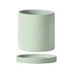 Matte Ceramic Planter with Saucer, Cylinder Flower Pot with Drainage Hole for Succulents and Houseplants, Four Colors, 8 cm