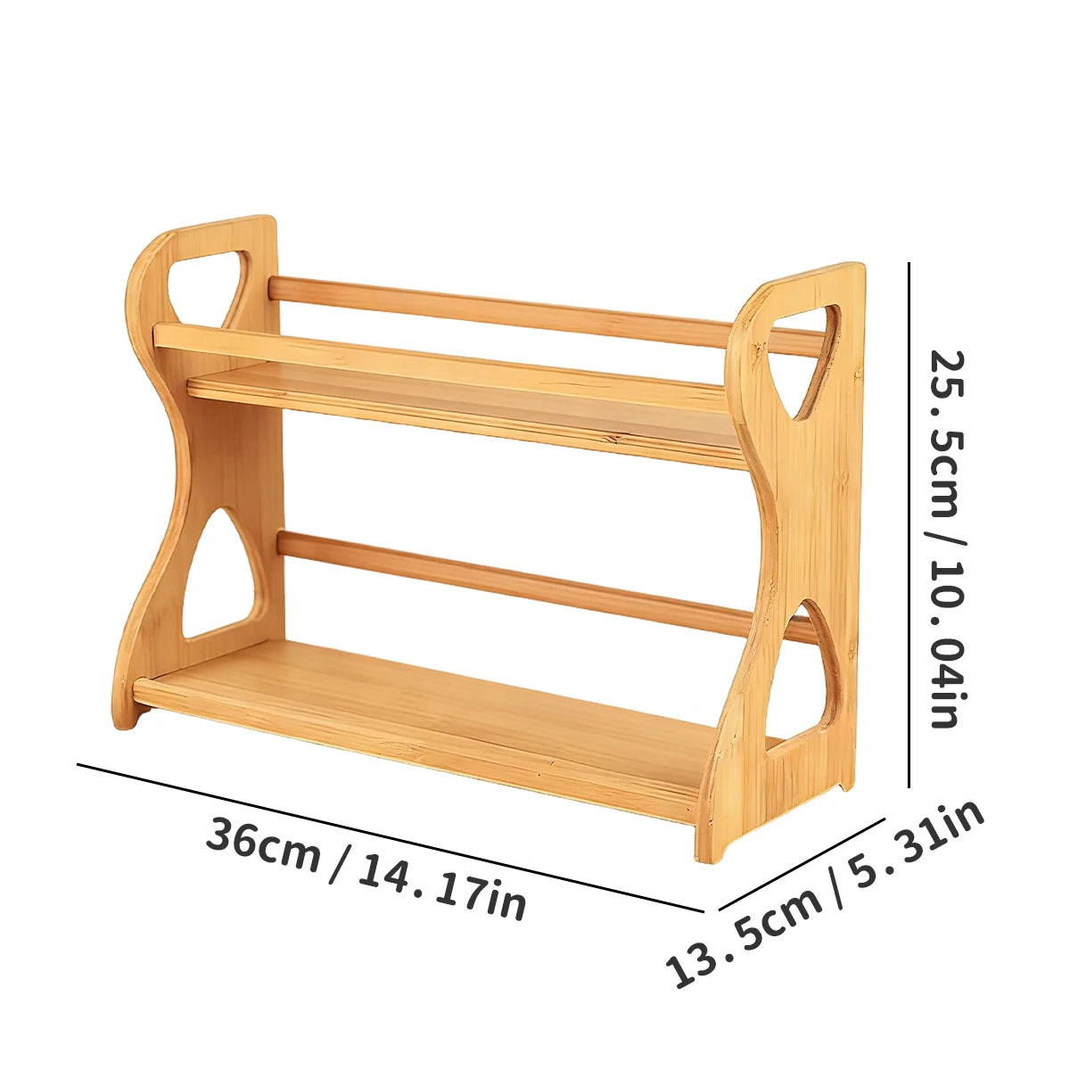 2-Tier Bamboo Spice Rack, No-Assembly Countertop Organizer for Spices, Oils and Condiments