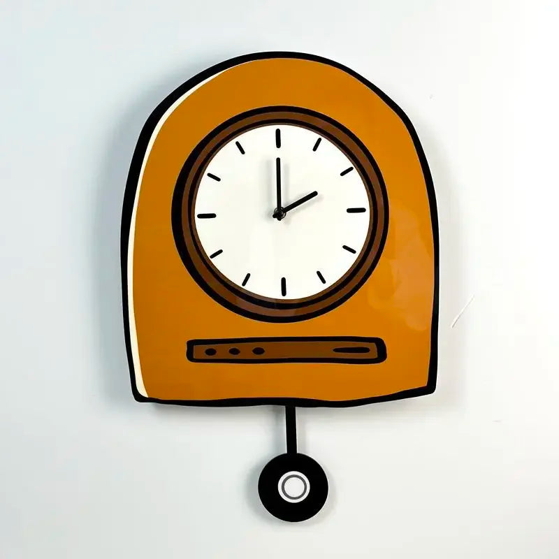 Pendulum Wall Clock, Silent Swinging Wall Clock for Living Room and Kitchen, 35 x 48 cm
