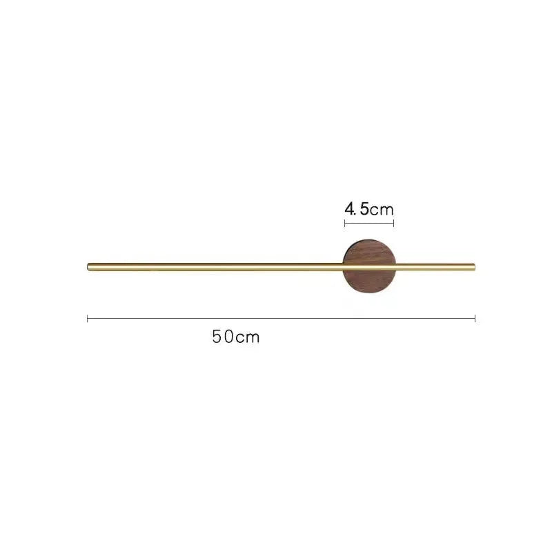 Walnut and Gold Towel Bar, Minimalist Wall-Mounted Towel Hanger for Bathroom and Kitchen, 40 or 50 cm