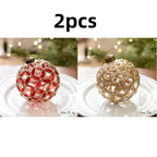 Gold Christmas Balls Set of 2, 8 cm Retro Christmas Tree Ornaments, Three Designs