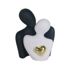Hugging Couple Figurine, Abstract Ceramic-Look Sculpture for Shelf and Bedroom, White and Black, Black and White or Black