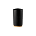 Ceramic Bathroom Accessories Set, Soap Dispenser and Tumbler on a Wooden Tray for Bathroom Counter, White, Grey or Black
