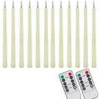 Flameless LED Taper Candles with Remote, Flickering Battery Candlesticks for Christmas Table and Mantel, White or Ivory, Set of 6 or 12