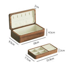 Wooden Jewelry Box, Two-Layer Jewelry Case for Rings, Earrings and Necklaces, Beige or Grey Lining