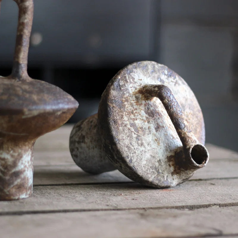 Rustic Ceramic Vase, Rough Pottery Vase for Dried Flowers, Shelf and Mantel, Wide or Tall