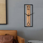 Rectangular Wood Grain Wall Clock, Silent Minimalist Clock for Living Room and Office