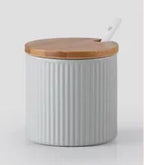 Pastel Ceramic Seasoning Jars, Macaron-Color Salt and Spice Containers with Lids, White, Grey, Mint or Pink