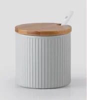 Pastel Ceramic Seasoning Jars, Macaron-Color Salt and Spice Containers with Lids, White, Grey, Mint or Pink