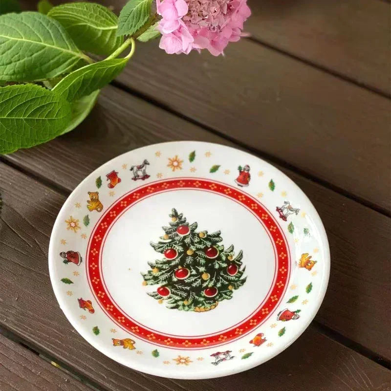 Christmas Tree Ceramic Plate, Holiday Dinner and Dessert Plate for Christmas Table, Three Sizes