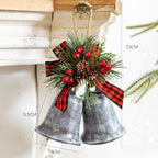 Christmas Bells with Pine and Bow, Open Bell Ornament for Christmas Tree, Door and Wall, Green, Red, Silver or Bronze