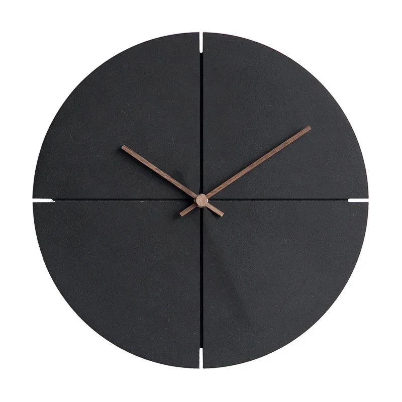 Black Wooden Wall Clock, Silent Minimalist Clock for Living Room, Kitchen and Bedroom