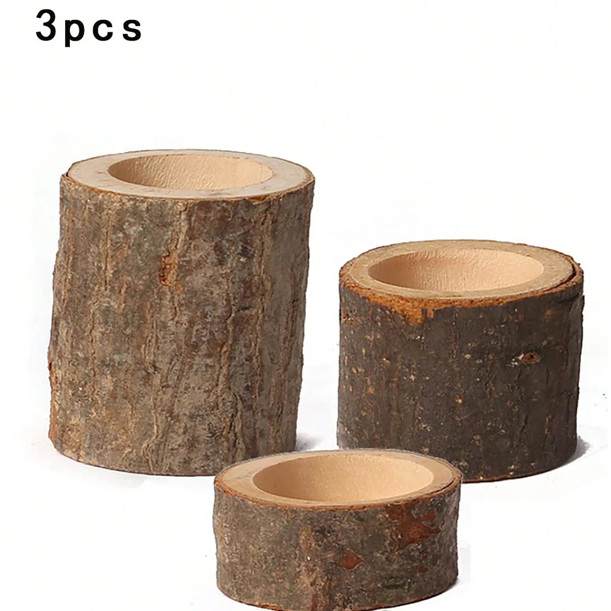 Tree Stump Tealight Holders Set of 3, product photo 3