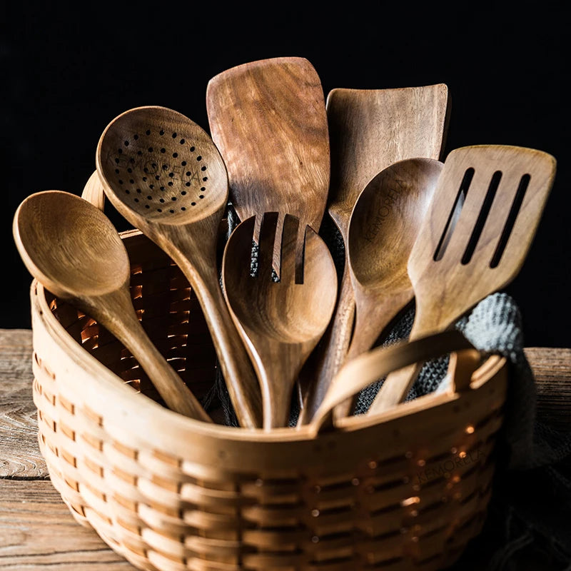 Wooden Cooking Utensil Set of 9 with Holder, product photo 2
