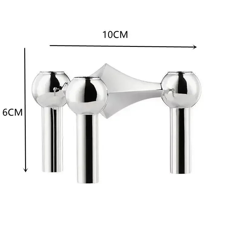 Silver molecular candle holder, one piece, 10 cm wide and 6 cm high