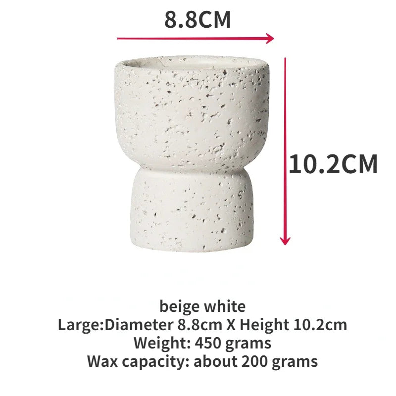 Cement Tealight Holders, Minimalist Concrete Candle Cups for Coffee Table, Bathroom and Bedroom, Beige White or Dark Grey, Small or Large