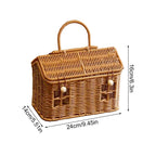 House-Shaped Woven Basket with Lid and Handle, Decorative Storage Basket for Shelf, Bedroom and Kids’ Rooms