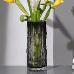 Glacier Glass Vase, Textured Flower Vase for Roses and Fresh Bouquets, Clear or Black