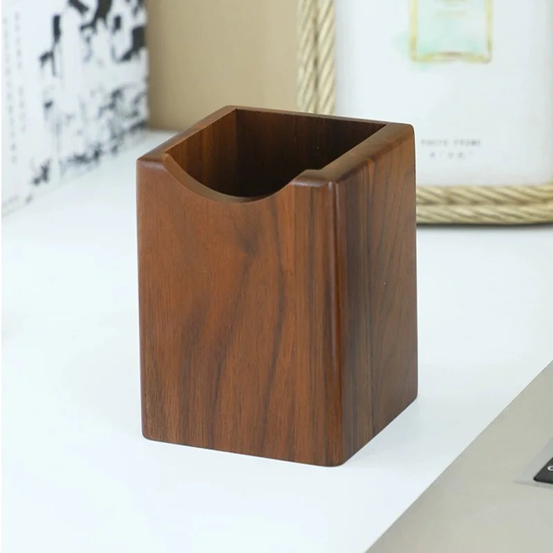 Wooden Pen Holder, Desk Organizer Cup for Pens, Brushes and Office Supplies