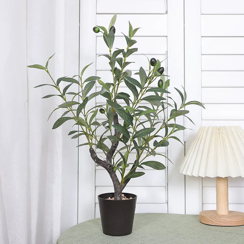 Small Artificial Olive Tree in Pot, Faux Tabletop Plant for Shelf, Desk and Windowsill