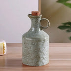 Ceramic Oil Bottle, 400 ml Pottery Dispenser for Olive Oil, Vinegar and Soy Sauce, Green or White