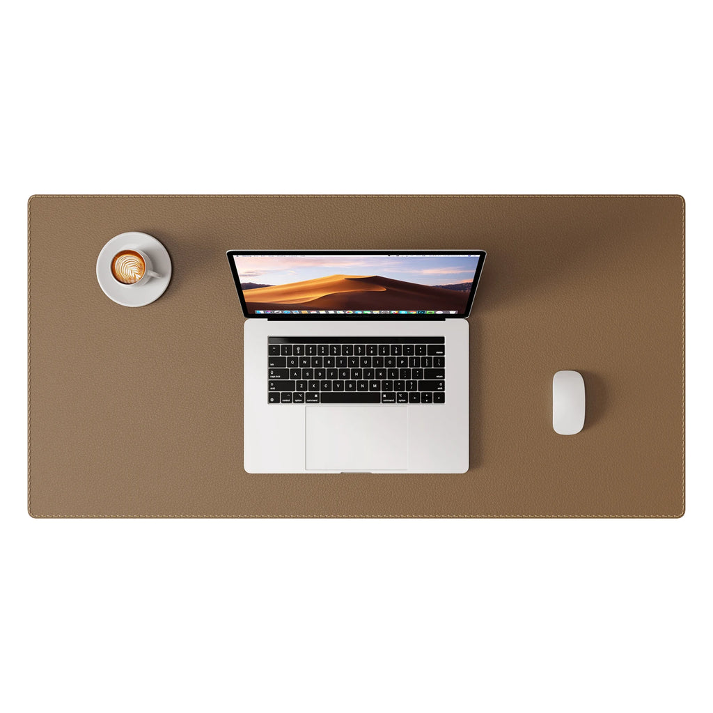 PU Leather Desk Pad, Non-Slip Desk Mat with Stitched Edges for Office and Home, 80 x 40 cm, Khaki, White, Dark Grey or Sage Green