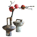 Rustic Ceramic Vase, Rough Pottery Vase for Dried Flowers, Shelf and Mantel, Wide or Tall