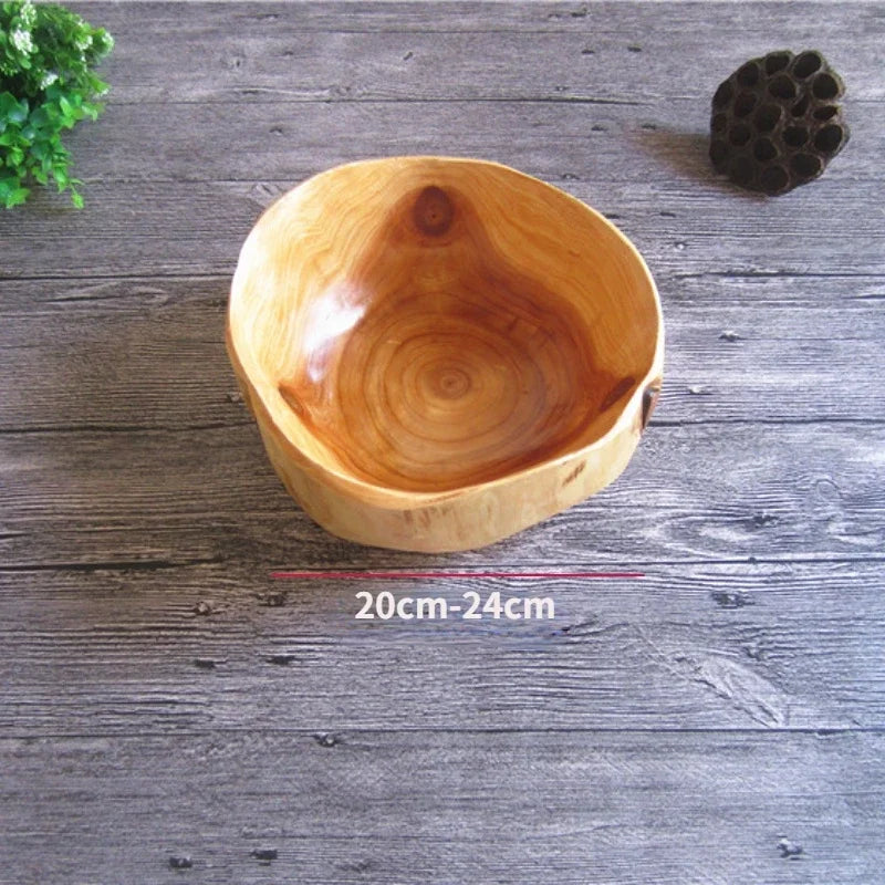 Handmade Wooden Fruit Bowl, Natural Wood Serving Bowl for Bread, Fruit and Snacks, Three Sizes