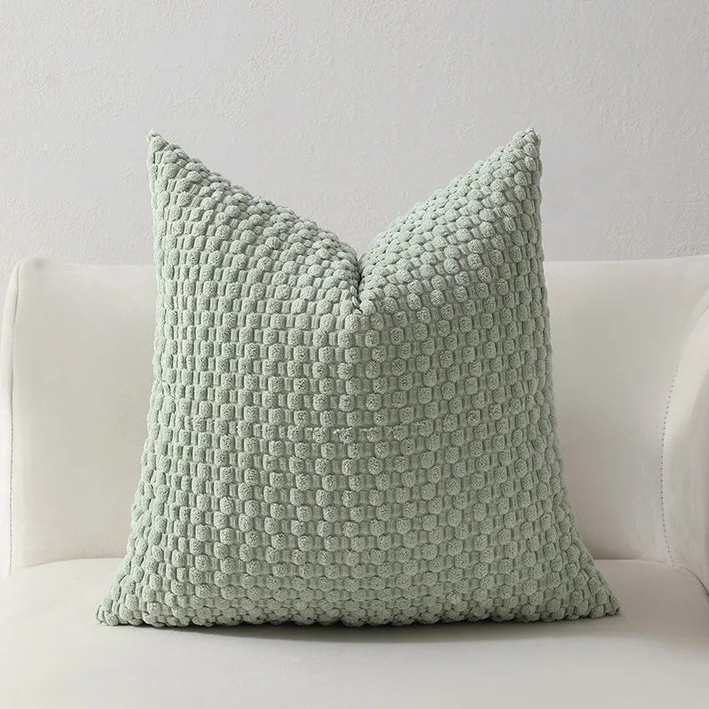 Textured Knit Throw Pillow Cover, Soft Cushion Case with Zipper for Sofa and Bed, Green, Sage Green, White or Beige