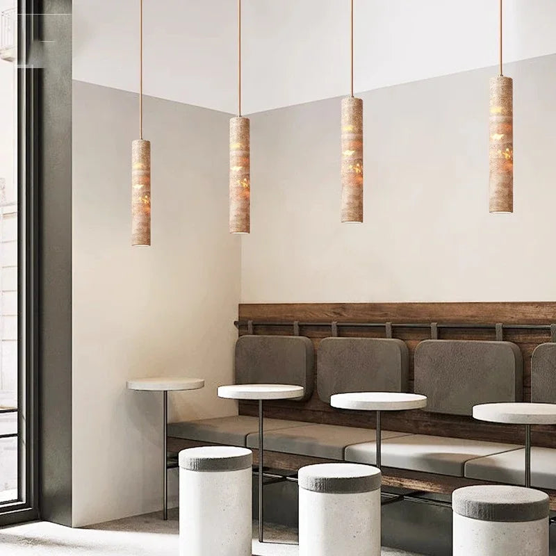 Travertine Tube Pendant Light, product photo 4