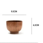 Japanese-Style Wooden Bowl, Round Bowl for Soup, Rice and Salad, Three Sizes