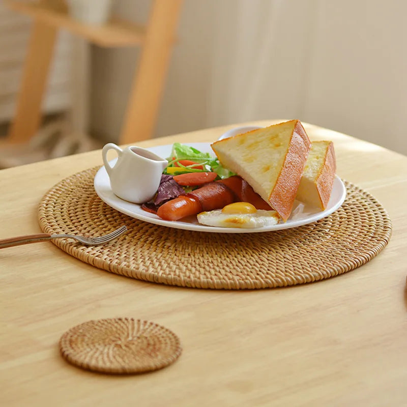 Handwoven Rattan Coasters, product photo 4